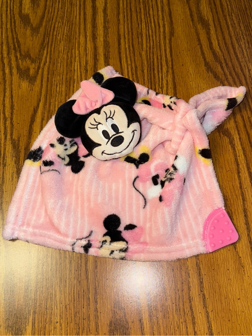 Disney Minnie Mouse Pink Plush Lovey with Teether Corner